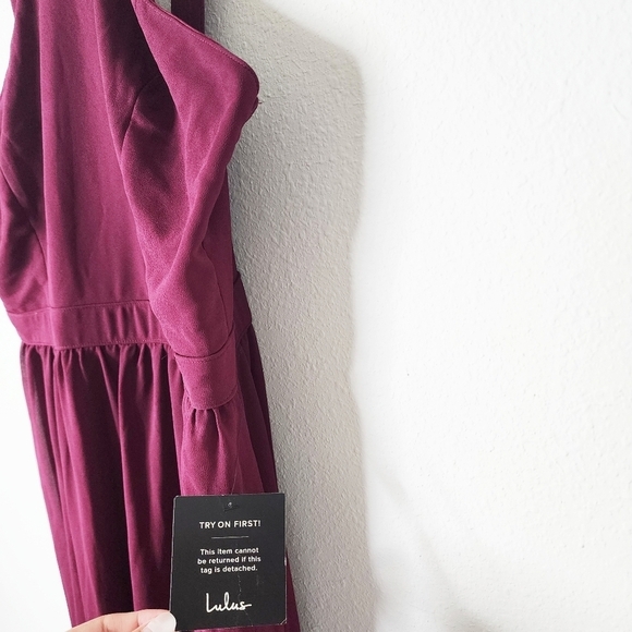 NWT Lulus Air Of Romance Burgundy Maxi Formal Bridesmaid Dress, Size XL - Picture 7 of 10
